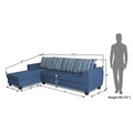 Raiden Stripes L Shape 6 Seater Sofa Set with Center Table (Left Hand Side) (Blue)