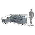 Raiden Stripes L Shape 6 Seater Sofa Set with Center Table (Left Hand Side) (Grey)