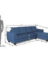 Adorn India Raiden Decent Premium L Shape 6 Seater Sofa Set with Center Table (Right Hand Side) (Blue)