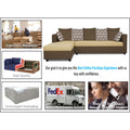 Zink Straight line L Shape 6 Seater Sofa Rhombus Cushion (Left Side Handle)(Brown & Beige)