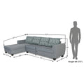 Raiden Damask L Shape 6 Seater Sofa Set with Center Table (Left Hand Side) (Grey)