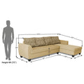 Raiden Damask L Shape 6 Seater Sofa Set with Center Table (Right Hand Side) (Beige)