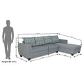 Raiden Damask L Shape 6 Seater Sofa Set with Center Table (Right Hand Side) (Grey)