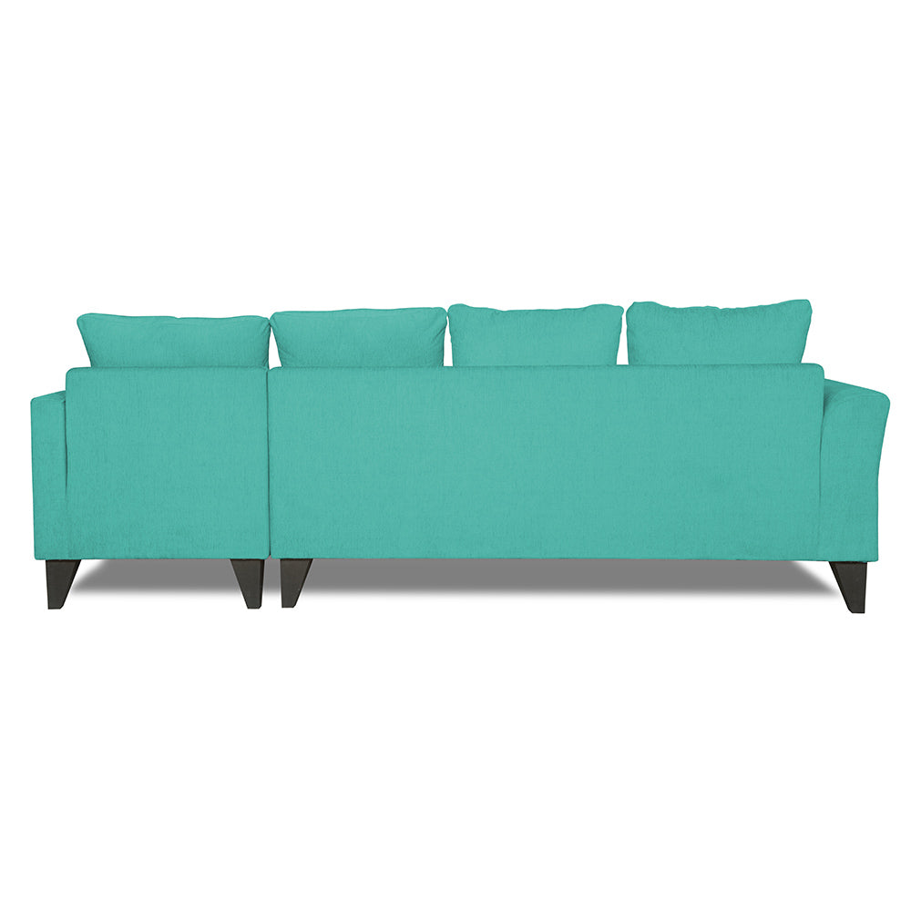 Adorn India Maddox Tufted L Shape 6 Seater Sofa Set (Right Hand Side) (Aqua Blue)