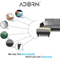 Adorn India Maddox L Shape 4 Seater Sofa Set Tufted Two Tone LHS (Grey & Black) (3 Year Warranty)