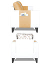 Adorn India Ashley Digitel Print Leatherette Fabric 3-1-1 Five Seater Sofa Set (Beige & White)