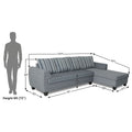 Raiden Stripes L Shape 6 Seater Sofa Set with Center Table (Right Hand Side) (Grey)