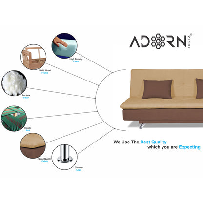 Adorn India Aspen Three Seater Sofa Cum Bed (Brown and Beige)