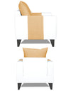 Adorn India Ashley Stripes Leatherette Fabric 3-1-1 Five Seater Sofa Set (Beige & White)