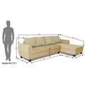 Raiden Stripes L Shape 6 Seater Sofa Set with Center Table (Right Hand Side) (Beige)