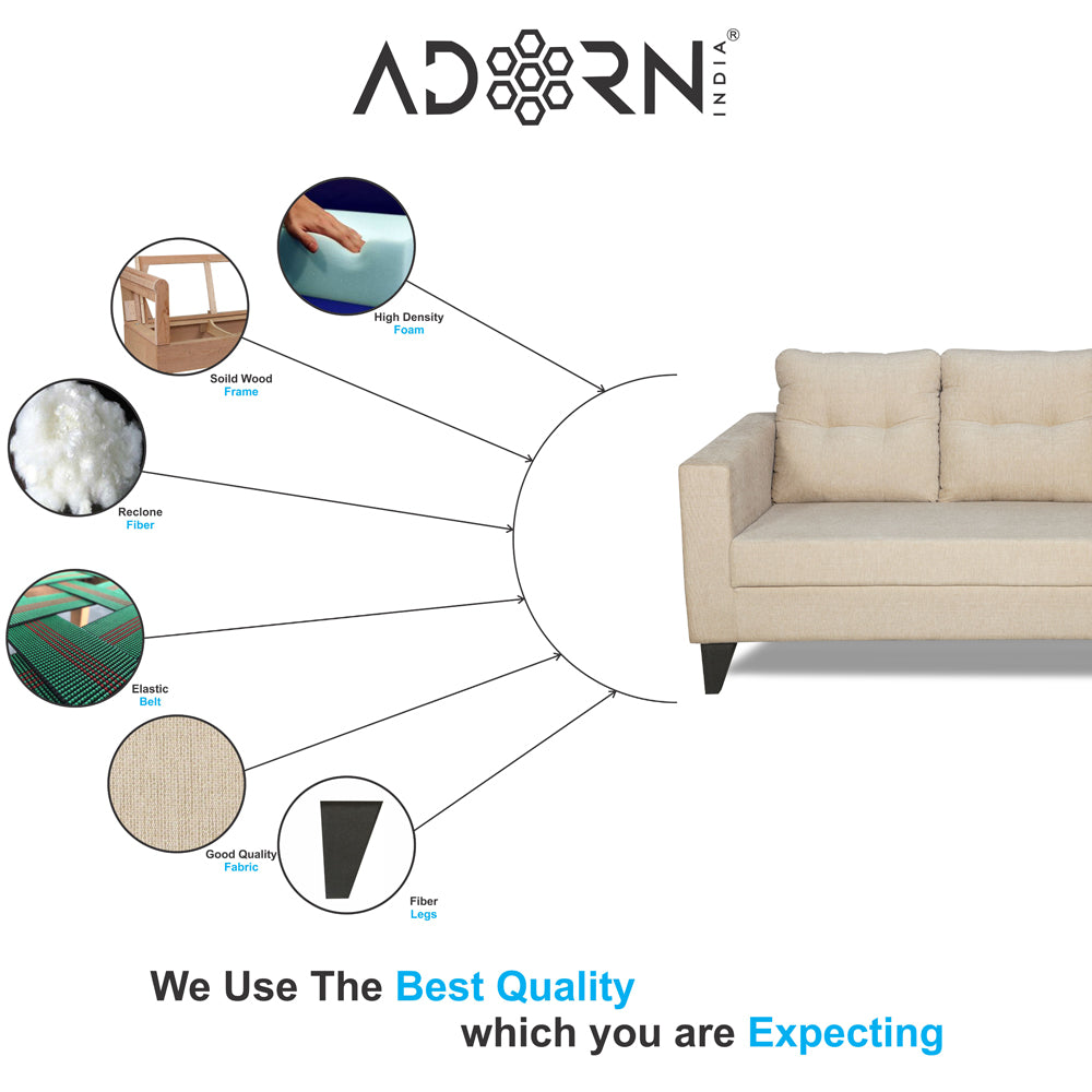 Adorn India Darcy 3-2-1 Six Seater Sofa Set (Beige)