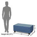 Raiden Stripes L Shape 6 Seater Sofa Set with Center Table (Left Hand Side) (Blue)