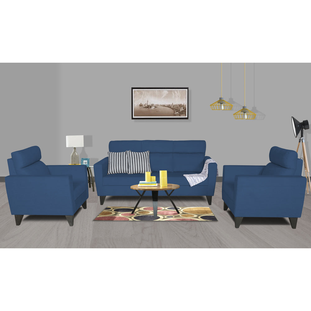 Adorn India Cardello 3-1-1 5 Seater Sofa Set (Blue) (3 Year Warranty)