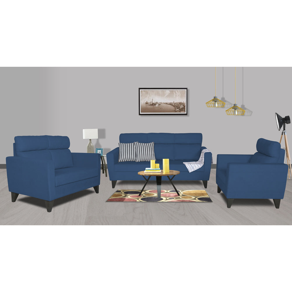 Adorn India Cardello 3-2-1 Six Seater Sofa Set (Blue) (3 Year Warranty)