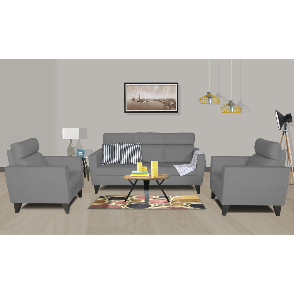 Adorn India Cardello 3-1-1 Five Seater Sofa Set (Grey) (3 Year Warranty)