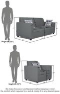 Adorn India Rio HighBack 3+1+1 5 Seater Sofa Set (Grey) (3 Year Warranty)