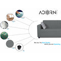 Adorn India Rio Highback 3 Seater Sofa (Grey) (3 Year Warranty)