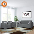 Adorn India Rio HighBack 3+1+1 5 Seater Sofa Set (Grey) (3 Year Warranty)