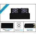 Adorn India Easy Two Seater Sofa Cum Bed Floral '4 x 6' (Black), Foam