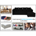 Zink Straight line L Shape 6 Seater Sofa Plain Cushion(Black)