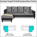 Adorn India Ashley L Shape 6 Seater Sofa Set Leatherette Fabric Stripes (Left Hand Side) (Grey & Black) (3 Year Warranty)