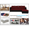 Zink Straight line L Shape 6 Seater Sofa Plain Cushion (Maroon & Black)