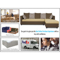 Zink Straight line L Shape 6 Seater Sofa Rhombus Cushion(Brown & Beige)