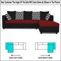 Zink Straight line L Shape 5 Seater Sofa Rhombus Cushion(Maroon & Black), Wood, Foam