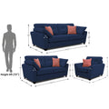 Adorn India Moris 3+2+1 6 Seater Sofa Set (Blue) (3 Year Warranty)