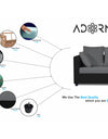Adorn India Zink Straight Line 3-1-1 5 Seater Sofa Set (Black & Grey)