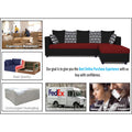 Zink Straight line L Shape 5 Seater Sofa Rhombus Cushion(Maroon & Black), Wood, Foam