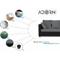 Adorn India Zink Straight Line 3 Seater Sofa (Black & Grey)