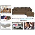 Zink Straight line L Shape 6 Seater Sofa Plain Cushion(Camel)