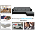 Zink Straight line L Shape 6 Seater Sofa Plain Cushion (Grey & Black)