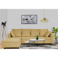 Zink Straight line L Shape 5 Seater Sofa Plain Cushion (Left Side Handle) (Beige)