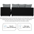 Zink Straight line L Shape 6 Seater Sofa Plain Cushion (Grey & Black)