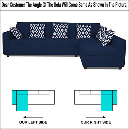 Adorn India Rio Highback L Shape 6 Seater corner Sofa Set (Blue)