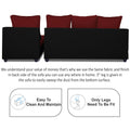 Zink Straight line L Shape 6 Seater Sofa Plain Cushion (Maroon & Black)