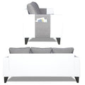 Adorn India Ashley Plain Leatherette Fabric 3-2-1 Six Seater Sofa Set (Grey & White) (3 Year Warranty)