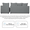 Zink Straight line L Shape 6 Seater Sofa with Plain Cushion (Grey)