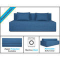 Adorn India Easy Three Seater Sofa Cum Bed Checks Design 6' x 6' (Blue)
