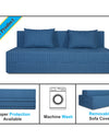 Adorn India Easy Three Seater Sofa Cum Bed Checks Design 6' x 6' (Blue)