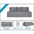 Adorn India Easy Three Seater Sofa Cum Bed Checks Design 6' x 6' (Beige)