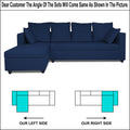 Zink Straight line L Shape 5 Seater Sofa Plain Cushion (Left Side Handle)(Blue)
