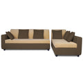 Adorn India Rio Decent L Shape 6 Seater Sofa Set Right Side Handle (Brown & Beige) (3 Year Warranty)