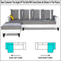 Adorn India Ashley Leatherette Fabric L Shape 6 Seater Sofa Set Stripes (Left Hand Side) (Grey & White) (3 Year Warranty)