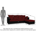 Zink Straight line L Shape 6 Seater Sofa Plain Cushion (Maroon & Black)