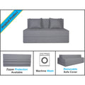 Adorn India Easy Two Seater Sofa Cum Bed Checks Design 4' x 6' (Beige)