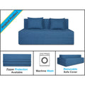 Adorn India Easy Three Seater Sofa Cum Bed Checks Design 5' x 6' (Blue)