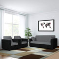 Adorn India Rio Decent 3-1-1 5 Seater Sofa Set (Grey & Black) (3 Year Warranty)
